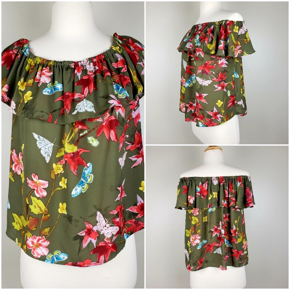 Anthropologie Maeve OffShoulder Floral Blouse Sz S